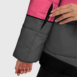 Куртка зимняя женская Полосатый узор желтые розовые черные полосы, цвет: 3D-красный — фото 2
