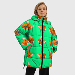 Куртка зимняя женская Эстетика Полигональные лисы, цвет: 3D-красный — фото 2