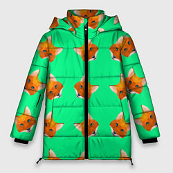 Куртка зимняя женская Эстетика Полигональные лисы, цвет: 3D-красный