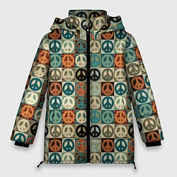 Куртка зимняя женская Peace symbol pattern, цвет: 3D-красный