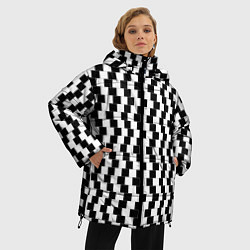 Куртка зимняя женская Оптическая иллюзия ровности полос, цвет: 3D-черный — фото 2