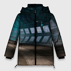 Куртка зимняя женская Коридор космической станции, цвет: 3D-черный