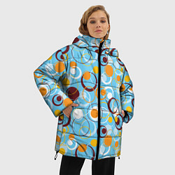 Куртка зимняя женская Круги и оружности разноцветные, цвет: 3D-светло-серый — фото 2