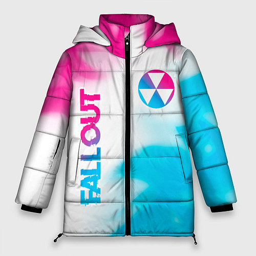 Женская зимняя куртка Fallout neon gradient style: надпись, символ / 3D-Черный – фото 1