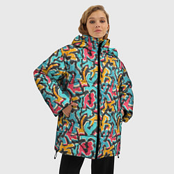 Куртка зимняя женская Граффити абстракт гранж, цвет: 3D-светло-серый — фото 2
