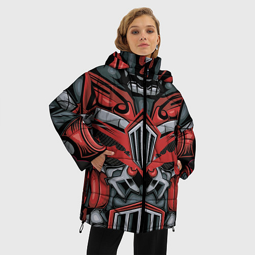 Женская зимняя куртка Костюм робота с решеткой / 3D-Светло-серый – фото 3