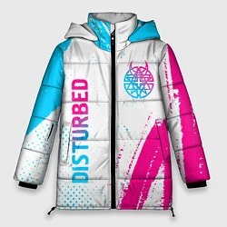 Куртка зимняя женская Disturbed neon gradient style: надпись, символ, цвет: 3D-черный