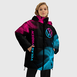 Куртка зимняя женская Volkswagen - neon gradient: надпись, символ, цвет: 3D-черный — фото 2