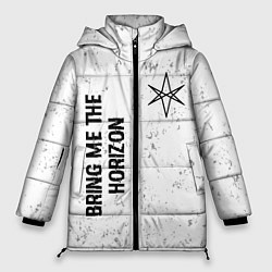 Куртка зимняя женская Bring Me the Horizon glitch на светлом фоне: надпи, цвет: 3D-черный