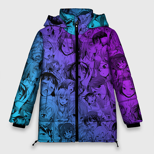 Женская зимняя куртка Ахегао красивый неон / 3D-Черный – фото 1