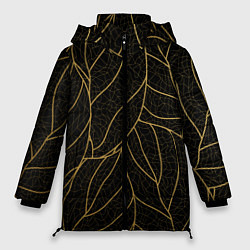 Куртка зимняя женская Золотые листья градиент, цвет: 3D-черный