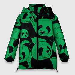 Куртка зимняя женская Panda green pattern, цвет: 3D-черный