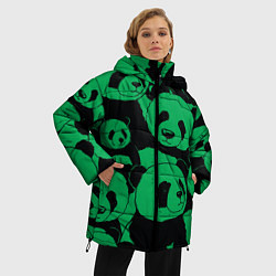 Куртка зимняя женская Panda green pattern, цвет: 3D-черный — фото 2