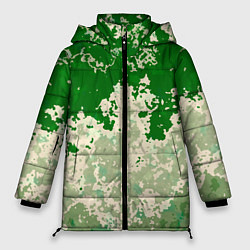 Куртка зимняя женская Абстракция в зелёных тонах, цвет: 3D-черный