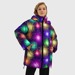 Куртка зимняя женская Праздничный салют - фейерверк, цвет: 3D-светло-серый — фото 2