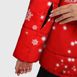 Куртка зимняя женская Снежинки на красном фоне, цвет: 3D-светло-серый — фото 2