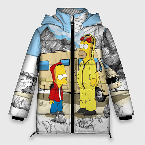 Женская зимняя куртка Барт Симпсон и его папаша / 3D-Черный – фото 1