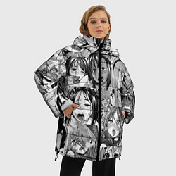 Куртка зимняя женская Ахегао паттерн, цвет: 3D-красный — фото 2