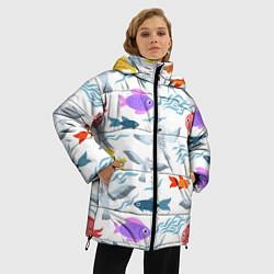 Куртка зимняя женская Рыбки и чайки, цвет: 3D-черный — фото 2