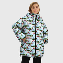 Куртка зимняя женская Домики на еловых ветках - паттерн, цвет: 3D-светло-серый — фото 2