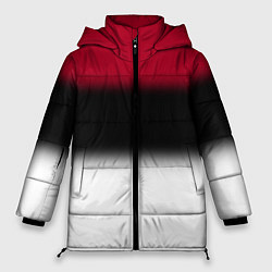 Куртка зимняя женская Размытый полосатый узор черный красный белый, цвет: 3D-черный