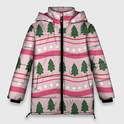 Женская зимняя куртка Новогодний свитер: розовый