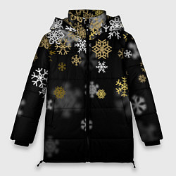 Женская зимняя куртка Золотые и белые снежинки