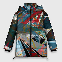 Куртка зимняя женская Абстрактный многоцветный узор, цвет: 3D-черный
