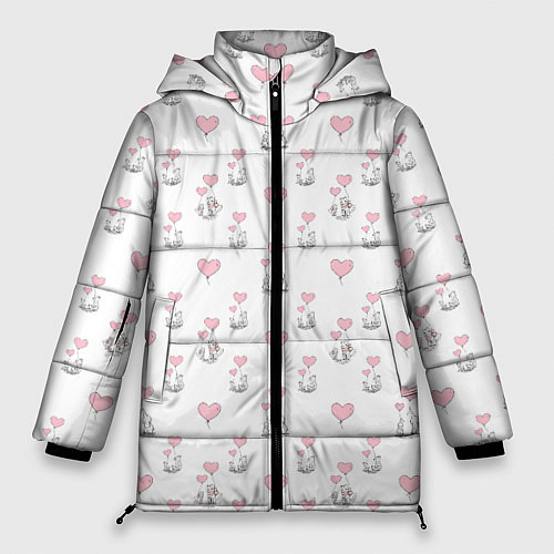 Женская зимняя куртка Зверушки, родительская любовь / 3D-Светло-серый – фото 1