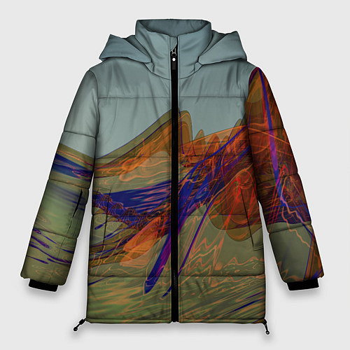 Женская зимняя куртка Волнообразные разноцветные музыкальные линии / 3D-Черный – фото 1