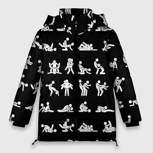 Женская зимняя куртка Камасутра - позы любви / 3D-Черный – фото 1