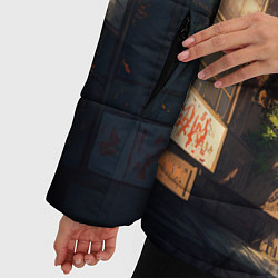 Куртка зимняя женская Японский город будущего, цвет: 3D-красный — фото 2