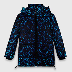 Женская зимняя куртка Неоновый синий блеск на черном фоне