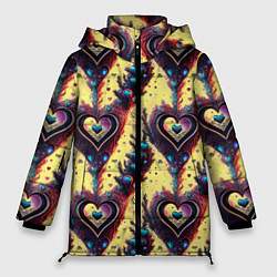 Женская зимняя куртка Паттерн яркие сердца