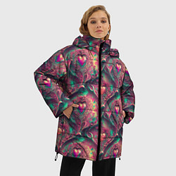 Куртка зимняя женская Паттерн сердца и узоры, цвет: 3D-светло-серый — фото 2