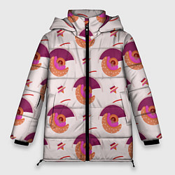 Куртка зимняя женская Абстрактный полукруг и разноцветная звезда, цвет: 3D-черный