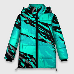 Куртка зимняя женская Бирюзовая и черная абстракция, цвет: 3D-светло-серый