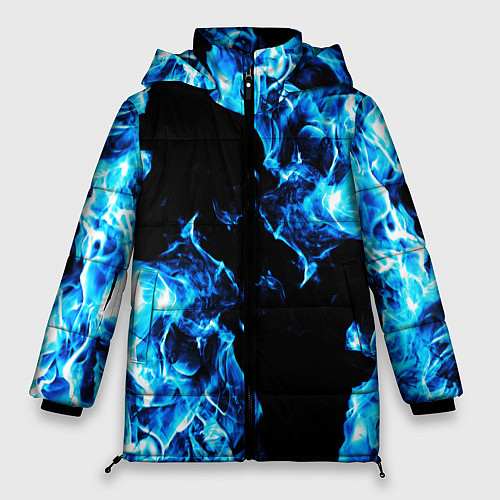 Женская зимняя куртка Красивый синий огонь / 3D-Черный – фото 1