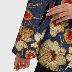Куртка зимняя женская Эффект цветочной вышивки, цвет: 3D-черный — фото 2