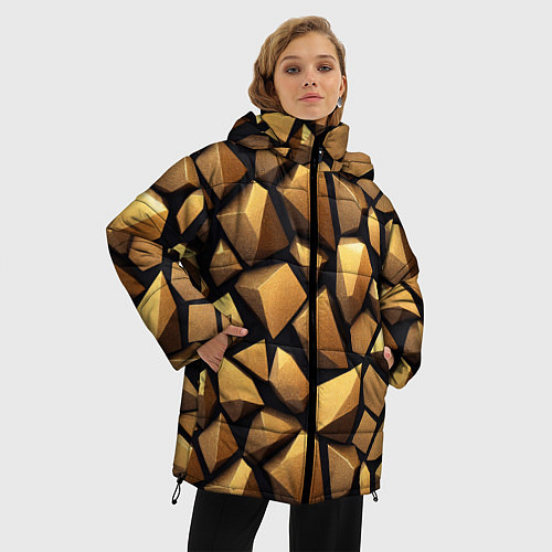 Женская зимняя куртка Каменные соты / 3D-Светло-серый – фото 3