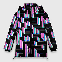 Куртка зимняя женская Паттерн геометрический контрастный, цвет: 3D-светло-серый