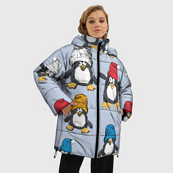 Куртка зимняя женская Смешные пингвины, цвет: 3D-красный — фото 2