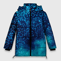 Женская зимняя куртка Градиент голубой и синий текстурный с блестками