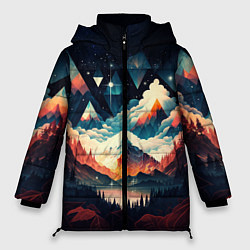 Куртка зимняя женская Футуризм горы, цвет: 3D-черный