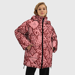 Куртка зимняя женская Сердечный принт, цвет: 3D-красный — фото 2