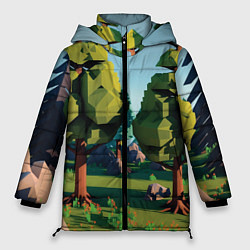 Куртка зимняя женская Воксельный лес, цвет: 3D-красный