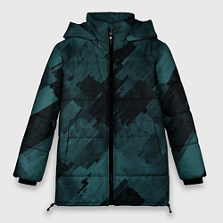 Куртка зимняя женская Полосы синие и чёрные, цвет: 3D-красный