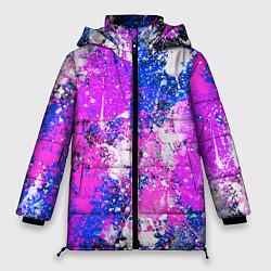 Женская зимняя куртка Разбрызганная фиолетовая краска - темный фон