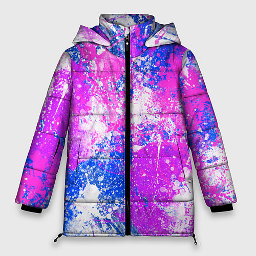 Женская зимняя куртка Разбрызганная фиолетовая краска - светлый фон / 3D-Черный – фото 1