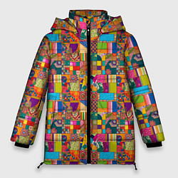 Куртка зимняя женская Лоскутное шитье, рисовала нейросеть, цвет: 3D-светло-серый